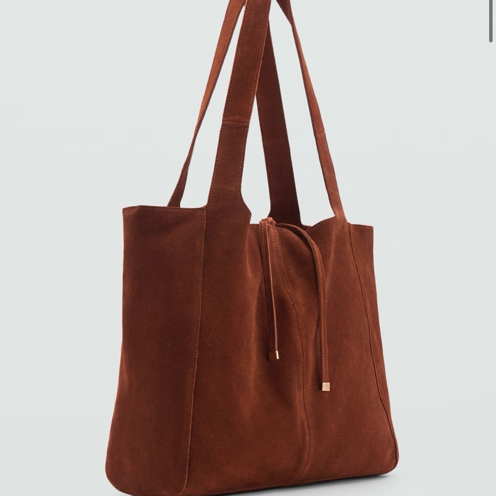Mango Rich Brown Suede Tote
